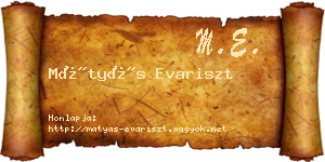 Mátyás Evariszt névjegykártya